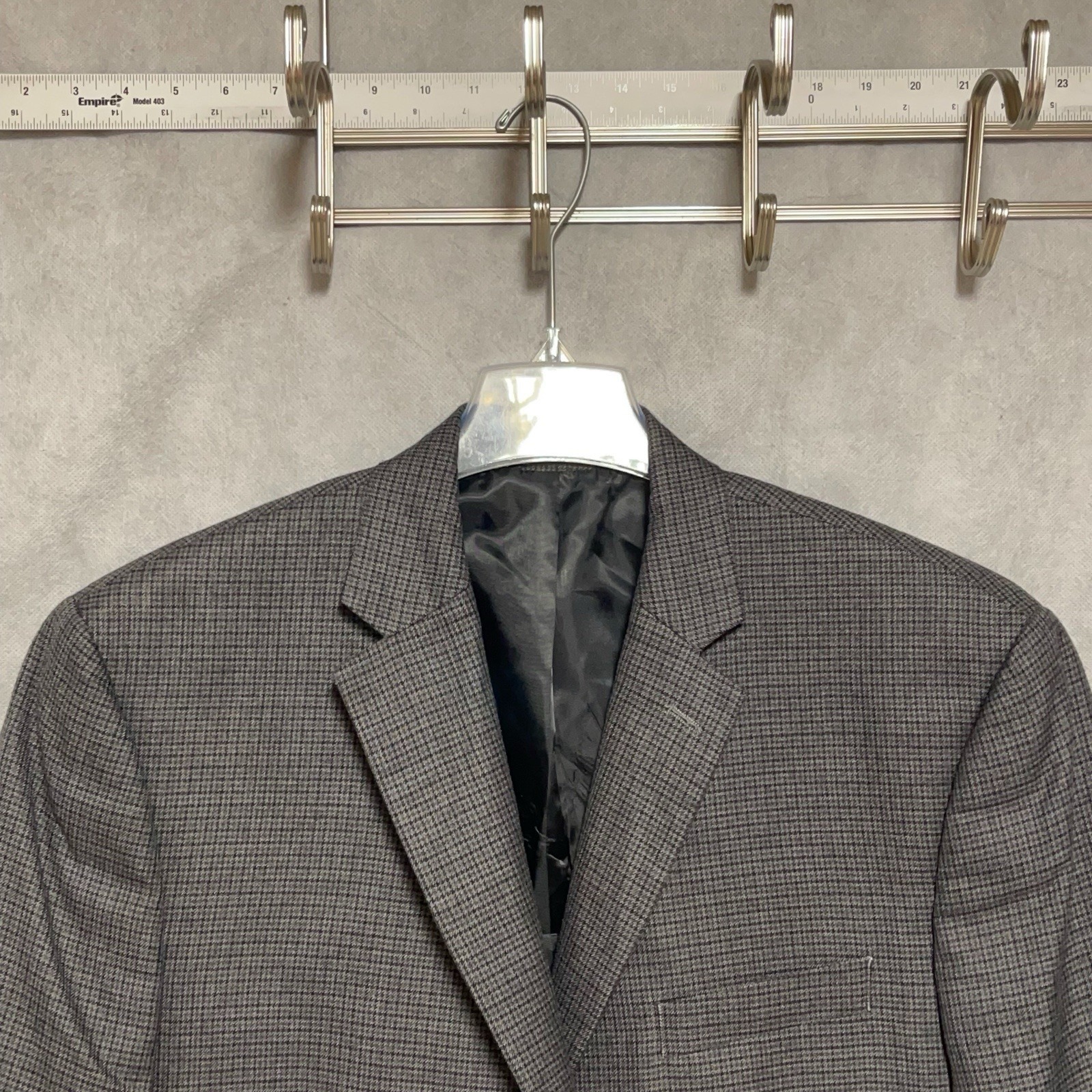 Chaps Blazer Men 44r Gray Houndstooth Elbow Pads Shoot Office Ralph Lauren Luxe